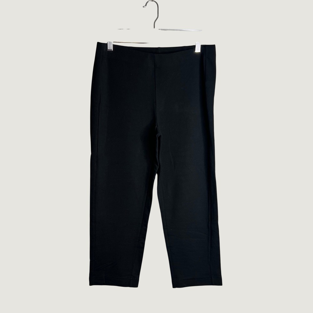Pure Jill Slim Leg Crop Pants Sz S Black Pima Cotton Modal Rayon Knit Pull On